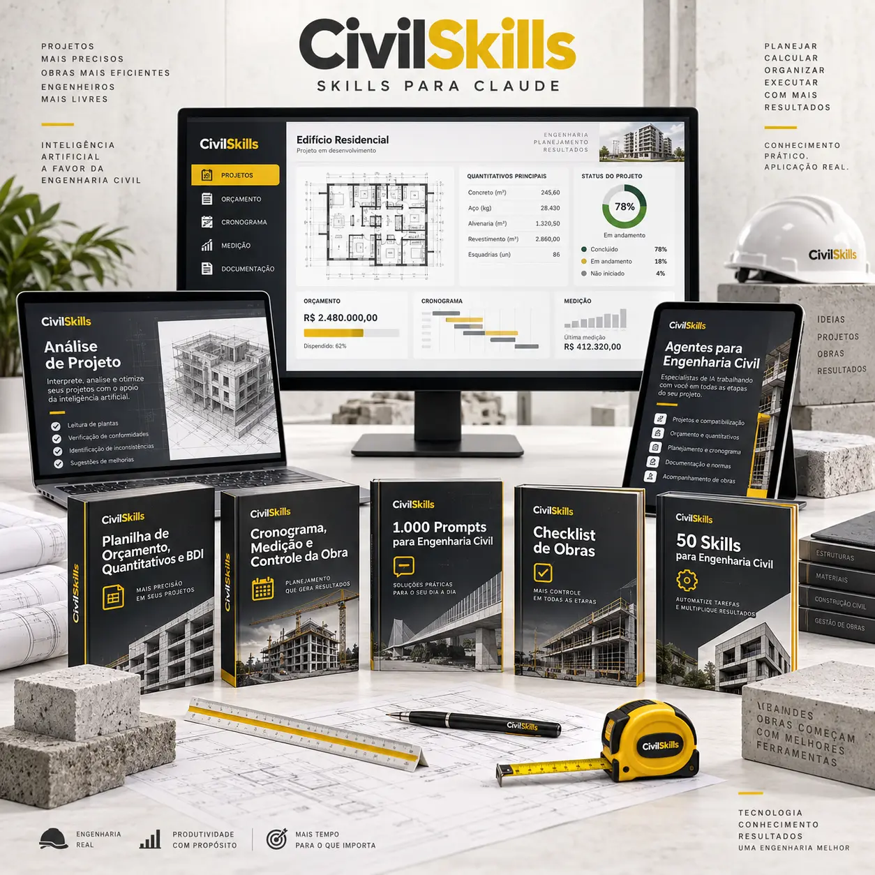 Kit CivilSkills — skills, planilhas e guias para engenharia civil